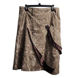 Panama Fashion Skirt A-Line Brown‎ Ribbon Detail Size 44